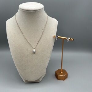 Vintage silver plated porcelain Dutch clog necklace and earrings